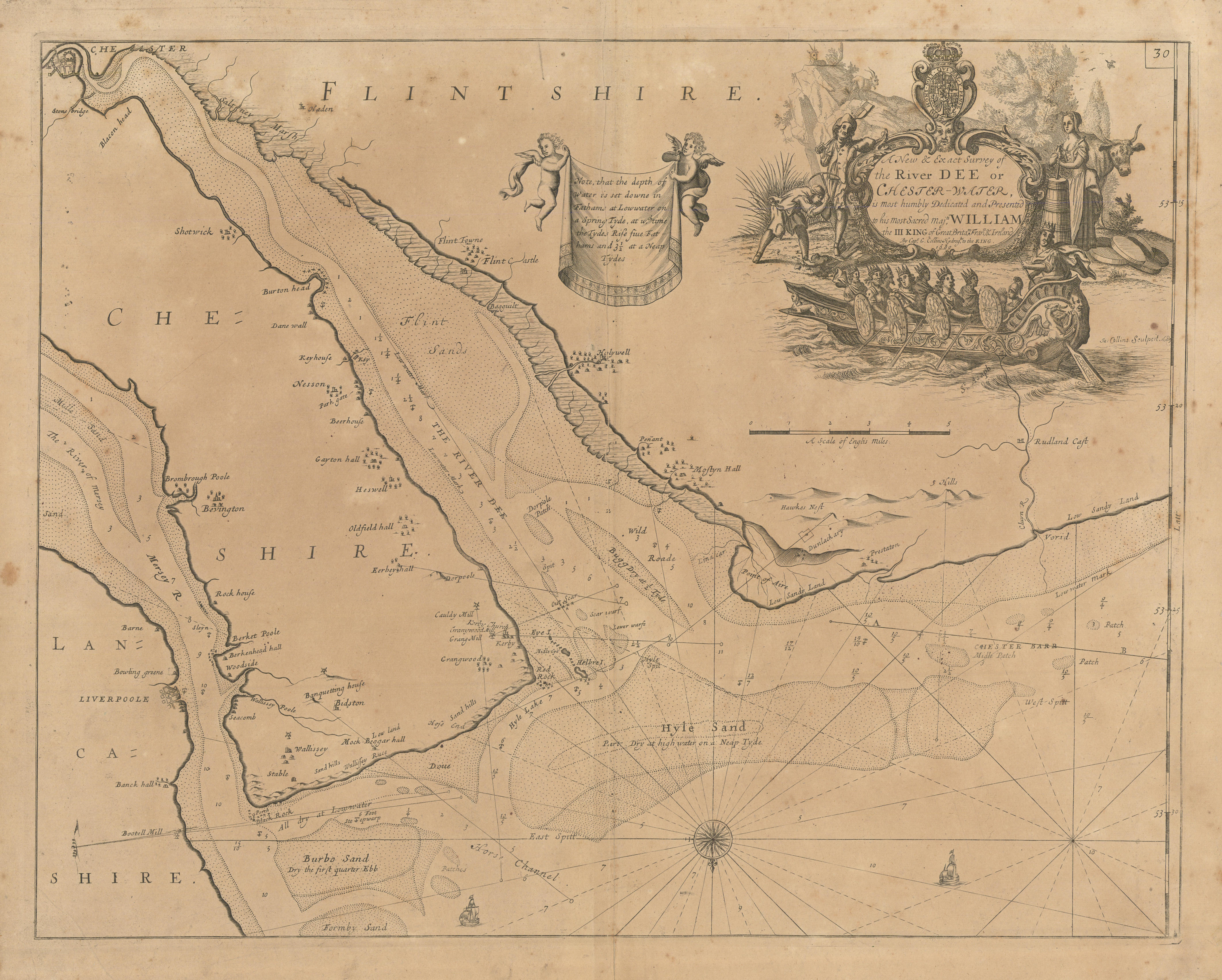 Associate Product The River Dee or Chester-Water sea chart. Wirral Merseyside. COLLINS 1693 map