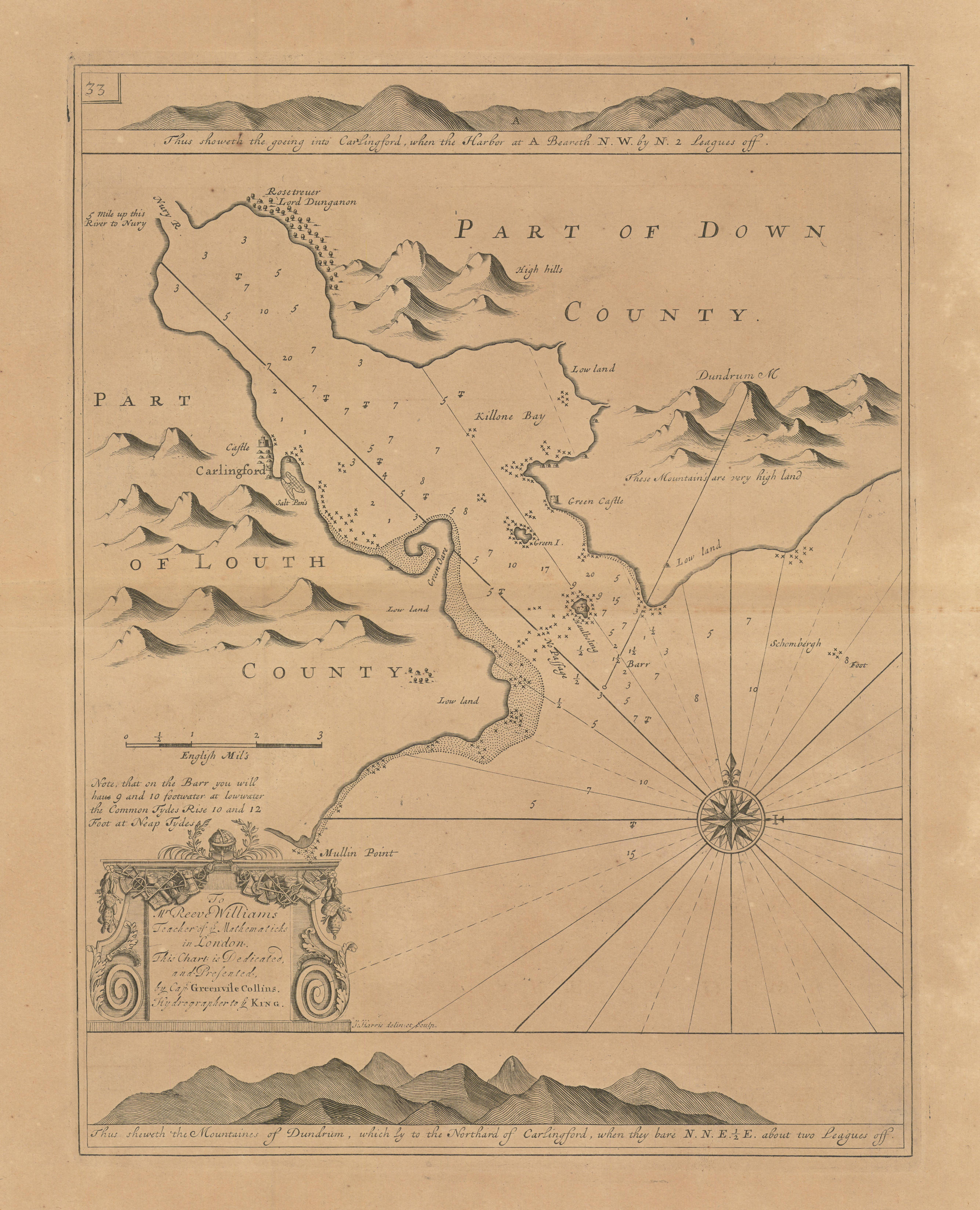 CARLINGFORD LOUGH sea chart. Louth Down Rostrevor Dundrum. COLLINS 1693 map
