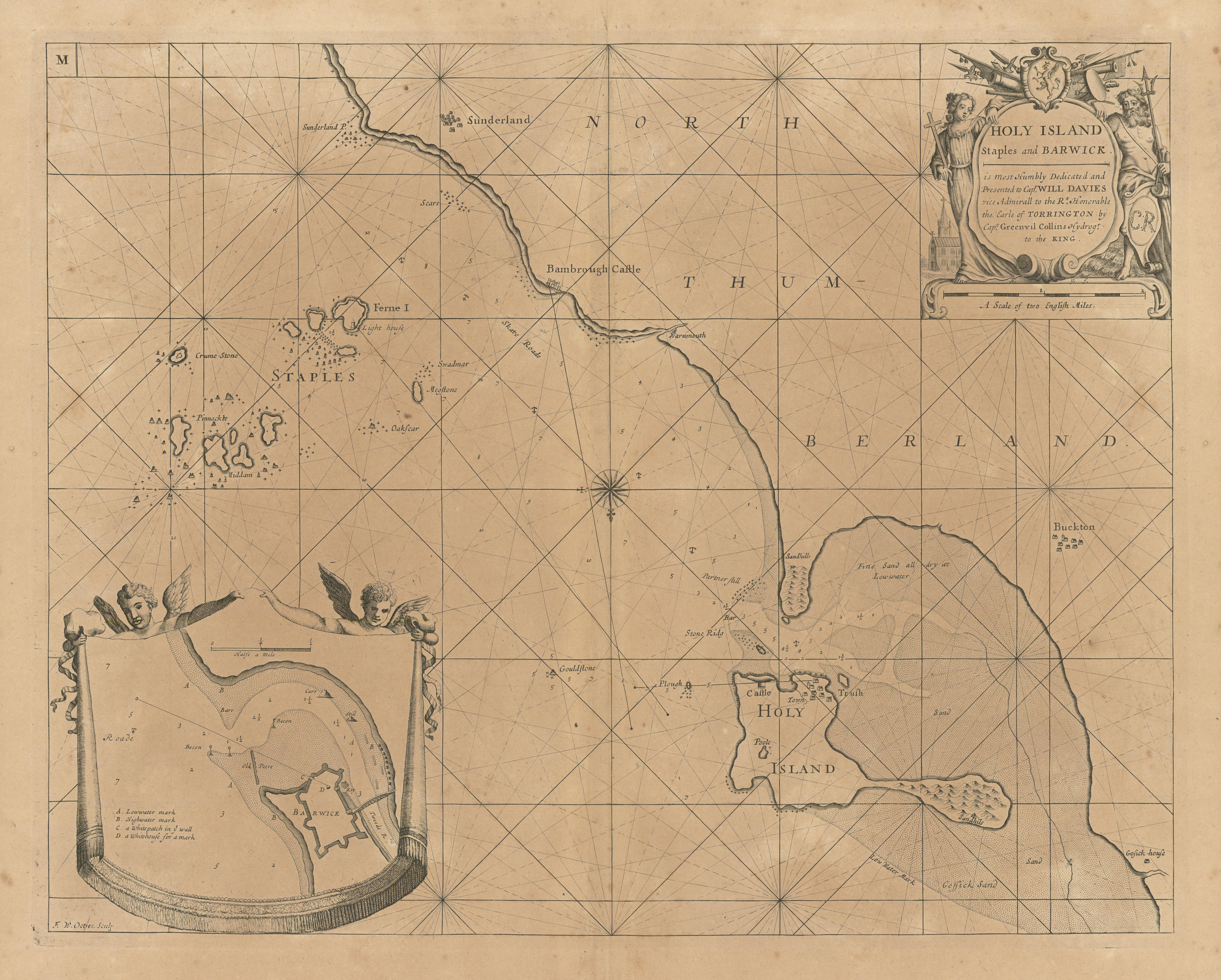 Associate Product Holy Island, Staples & Barwick. Lindisfarne Farne Is Berwick. COLLINS 1693 map