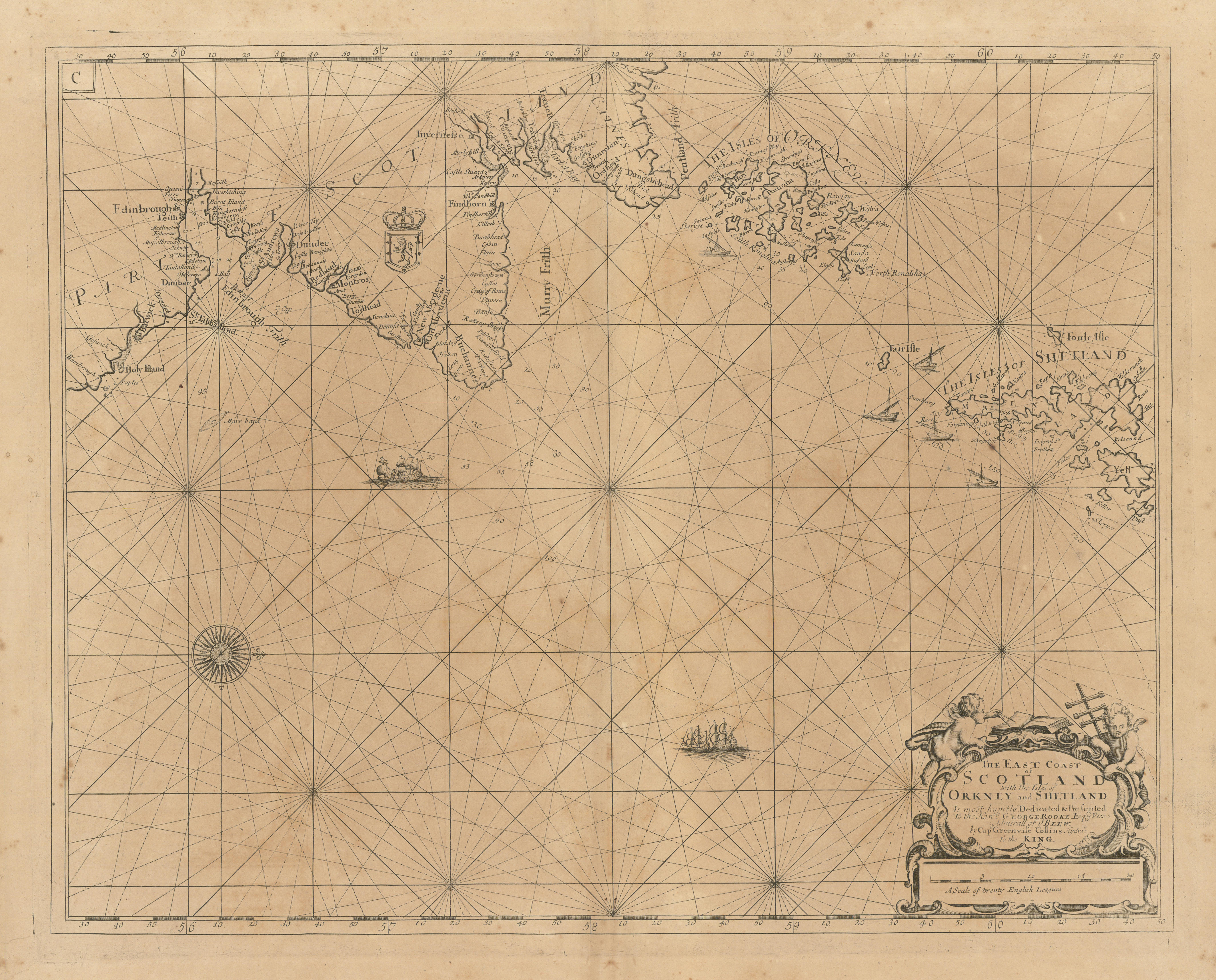 Associate Product East Coast of Scotland, with the Isles of Orkney & Shetland. COLLINS 1693 map