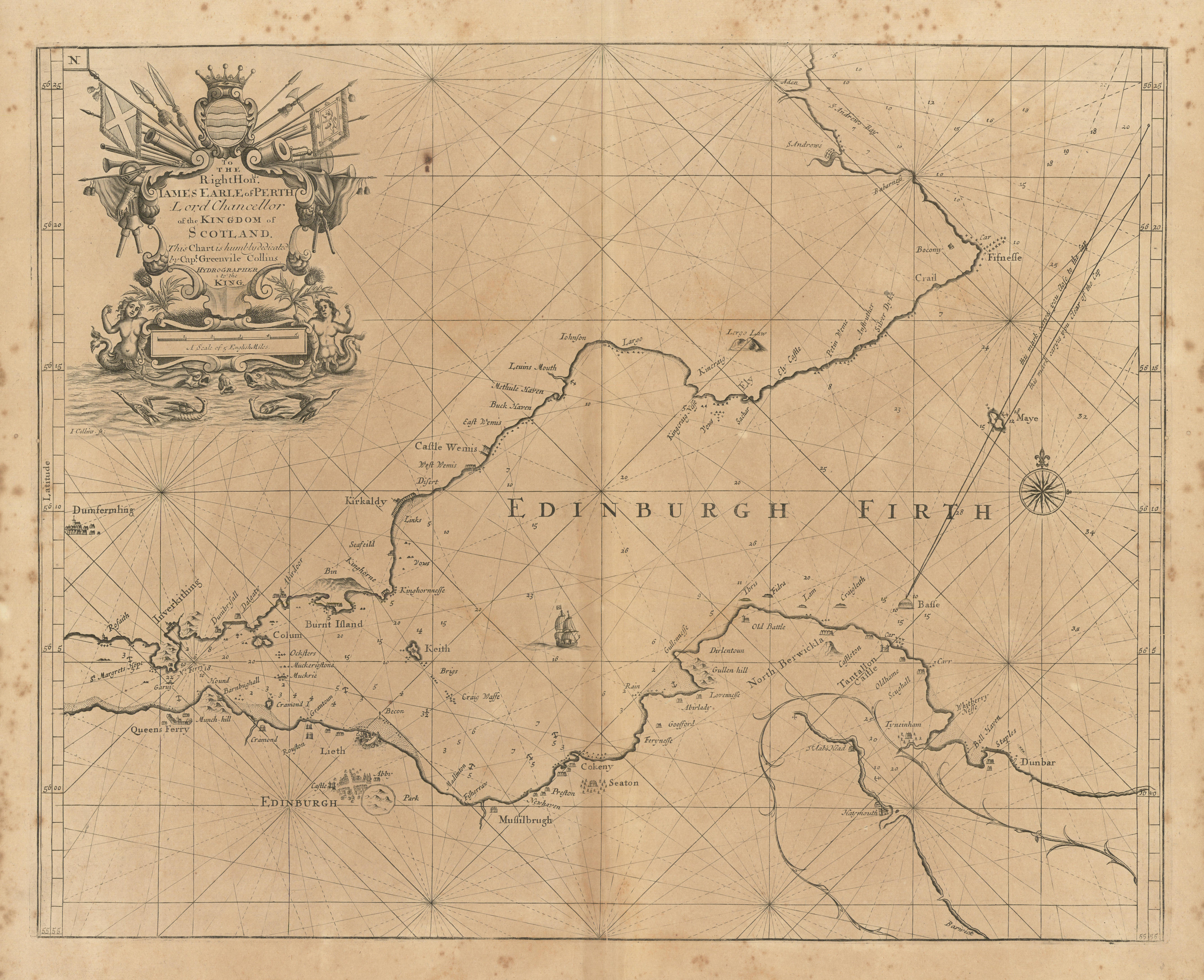 Associate Product Edinburgh Firth. Firth of Forth sea chart. Lothian & Fife. COLLINS 1693 map