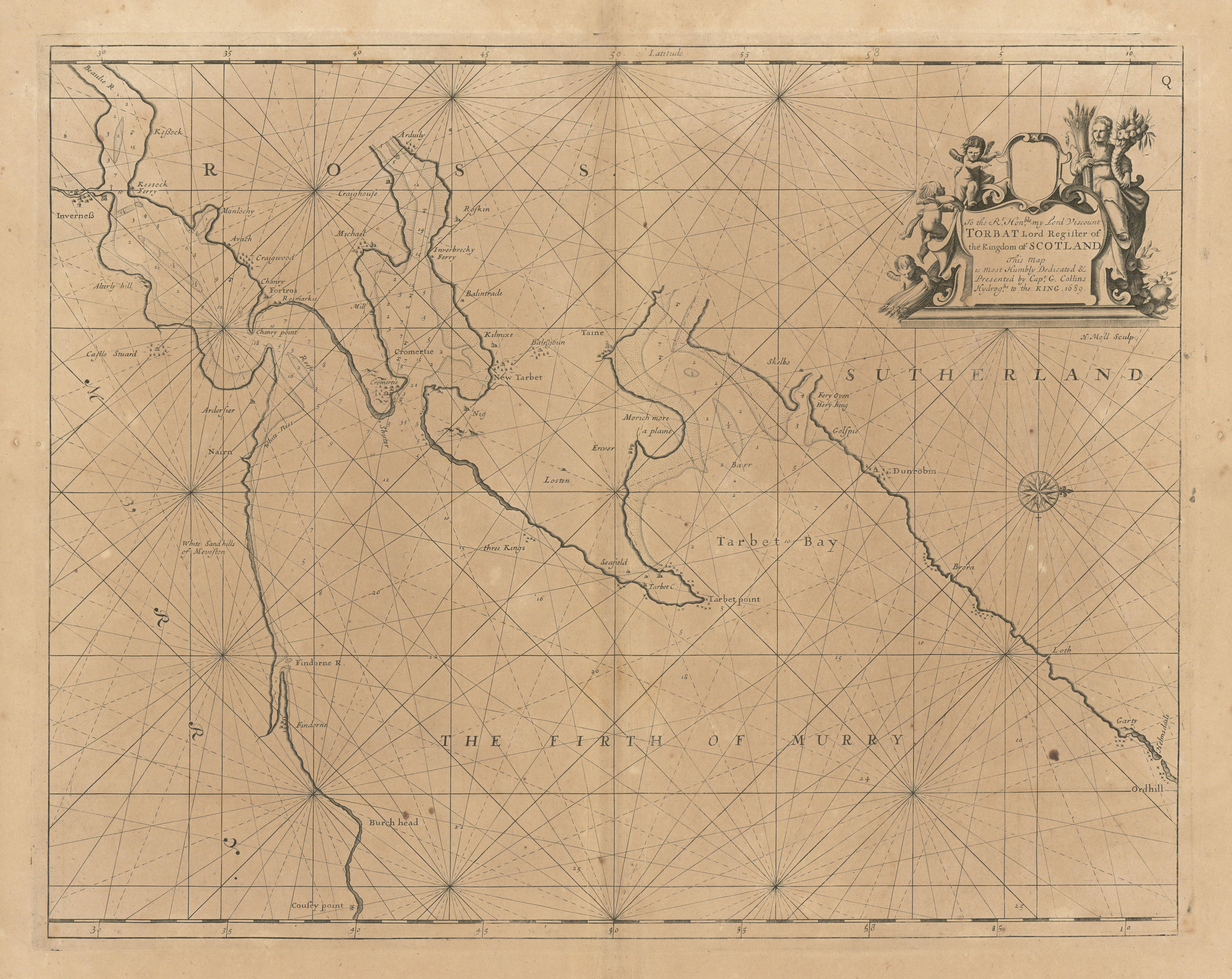 Associate Product Firth of Murry. MORAY FIRTH sea chart Inverness Cromarty. COLLINS 1693 old map