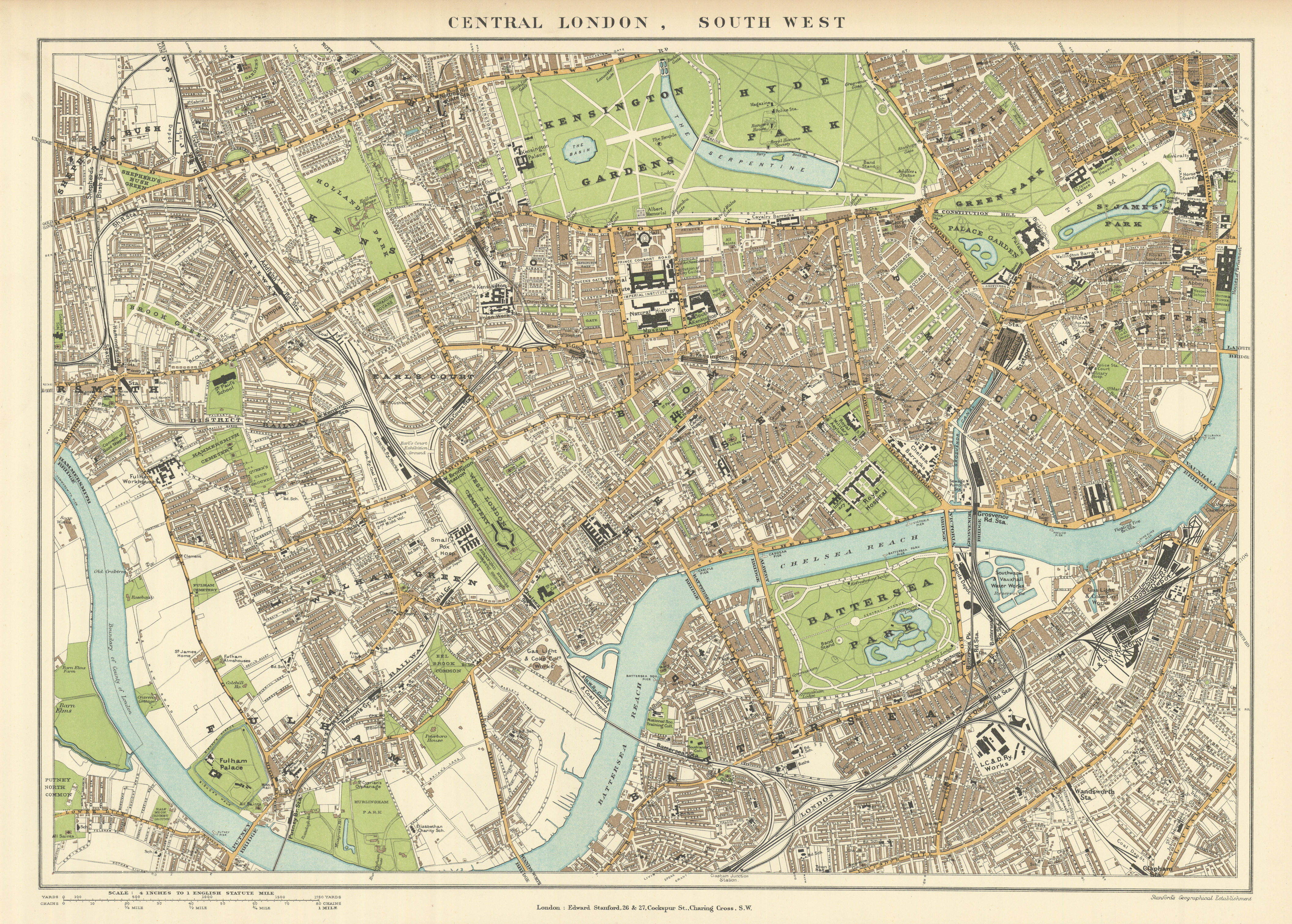 Associate Product Central London S.W. Battersea Chelsea Kensington Westminster. STANFORD 1894 map