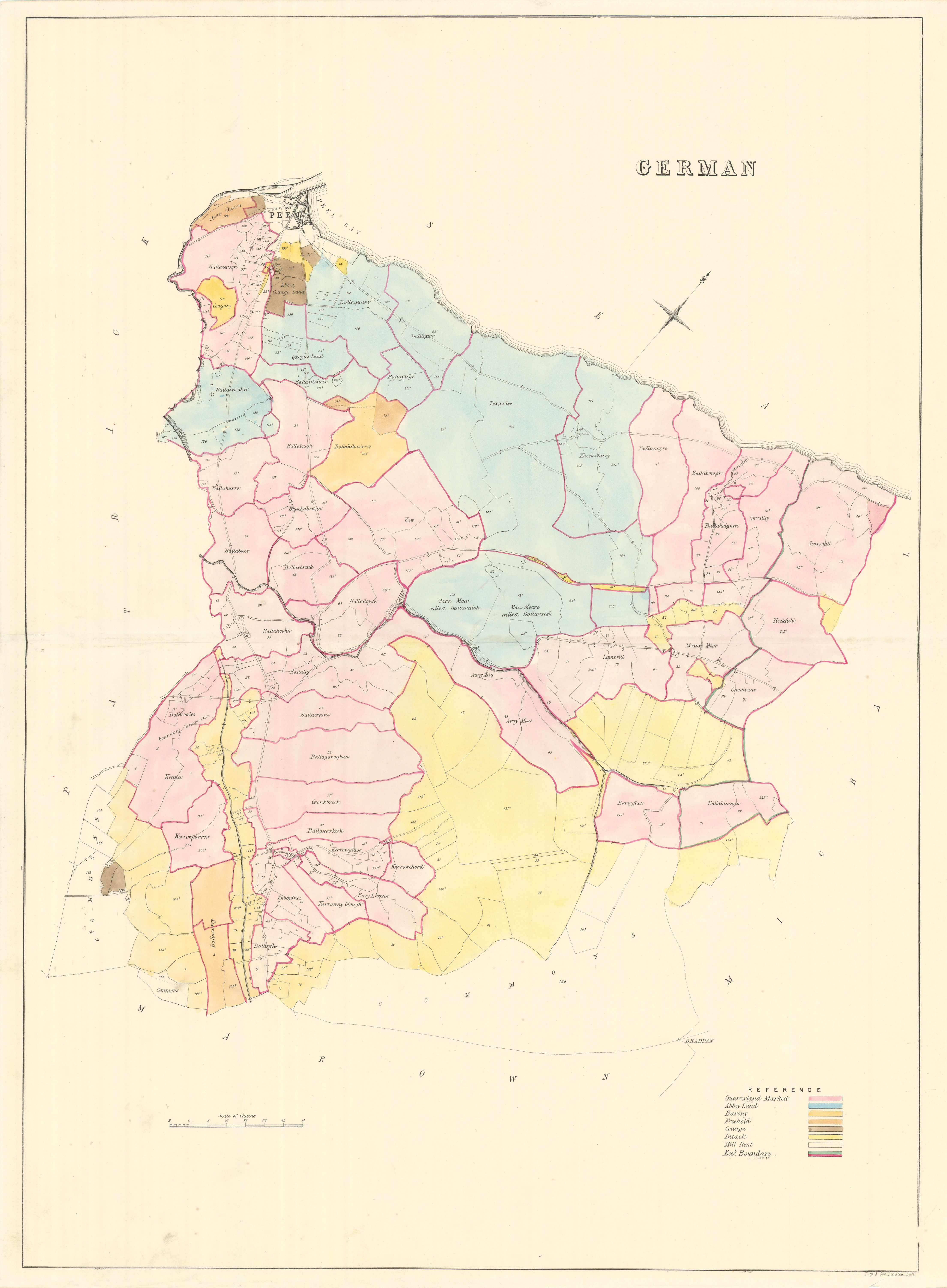 Associate Product German Parish & Peel, Glenfaba Sheading, Isle of Man by James Woods 1829 map