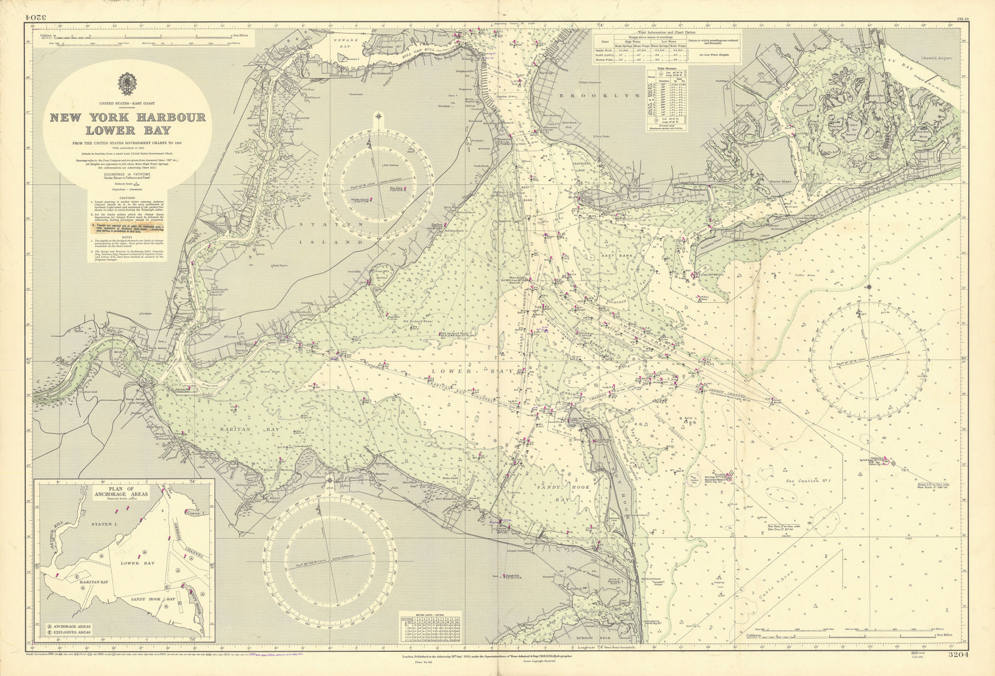 Associate Product New York Harbor Lower Bay Brooklyn Staten Island ADMIRALTY chart 1950 (1956) map