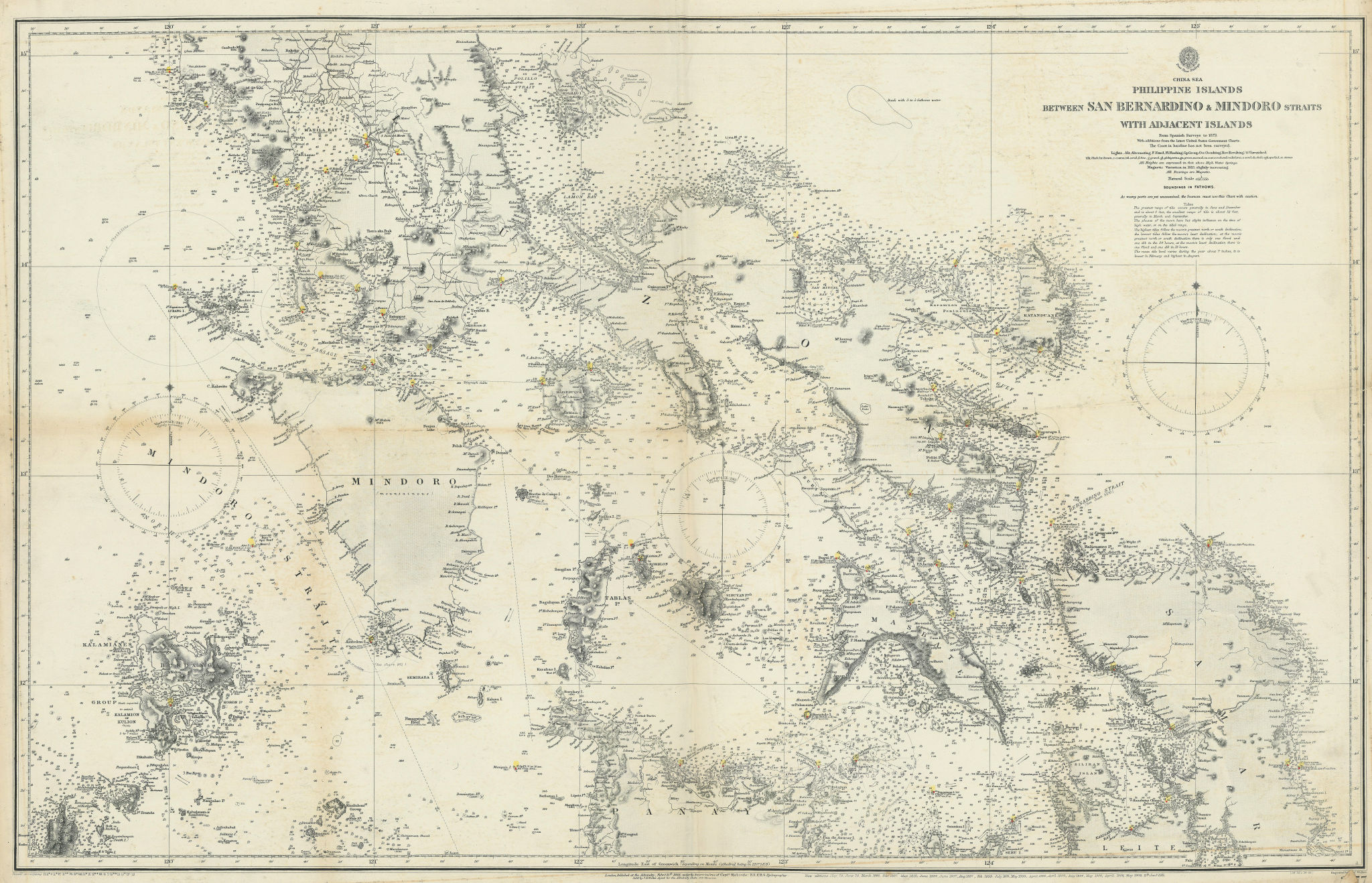 Associate Product Philippines. Southern Luzon Mindoro Visayas. ADMIRALTY sea chart 1866 (1912) map