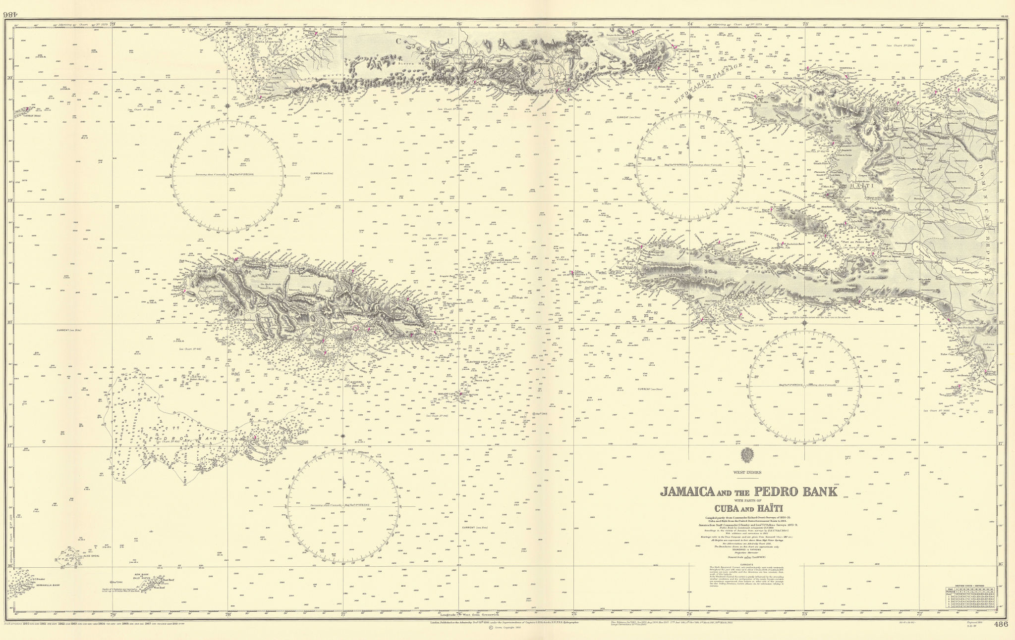 Jamaica & the Pedro Bank. South Cuba Haiti. ADMIRALTY sea chart 1866 (1968) map