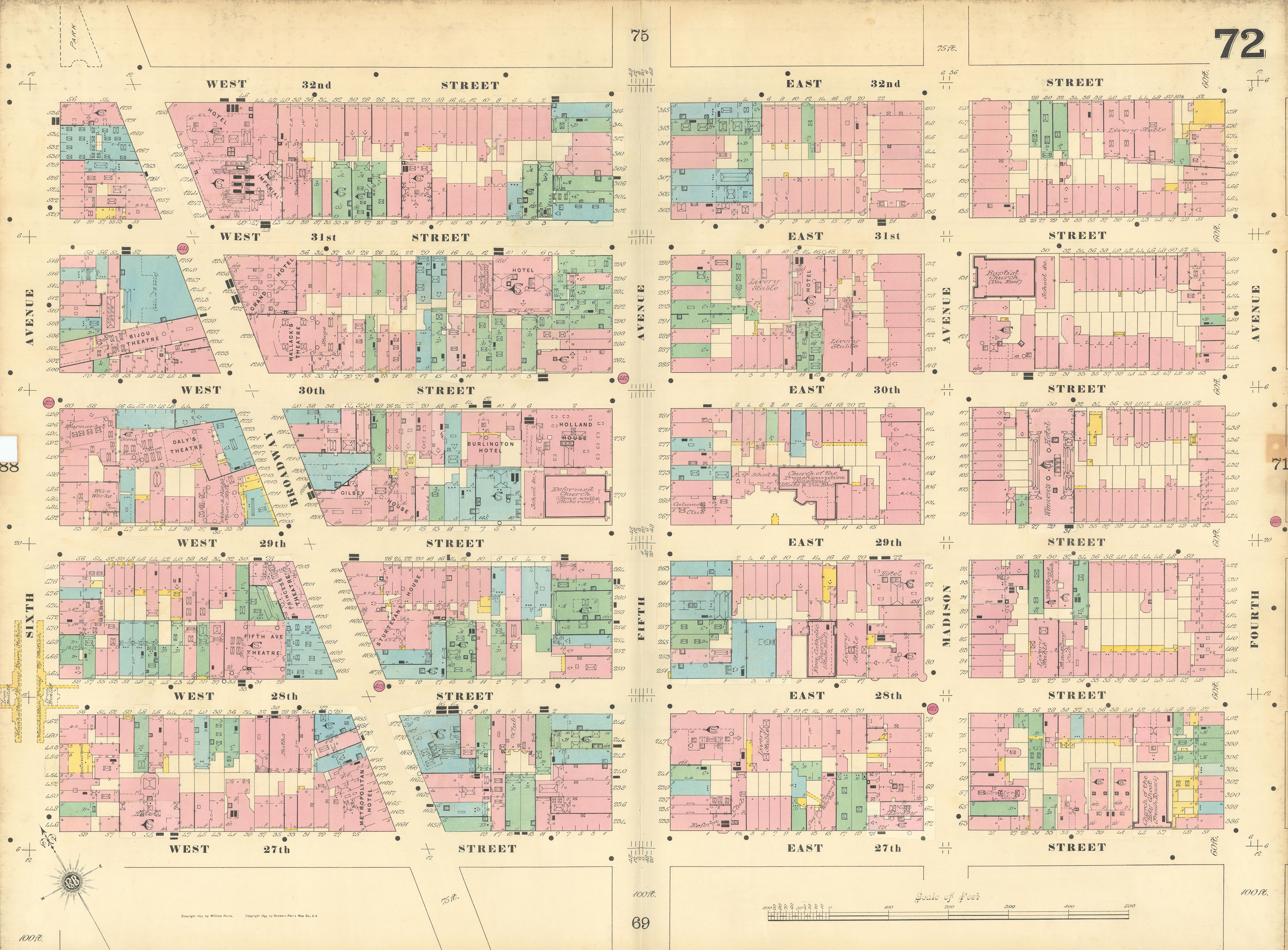 Sanborn NYC #72 Manhattan Midtown NoMad Koreatown Rose Hill Murray Hill 1899 map