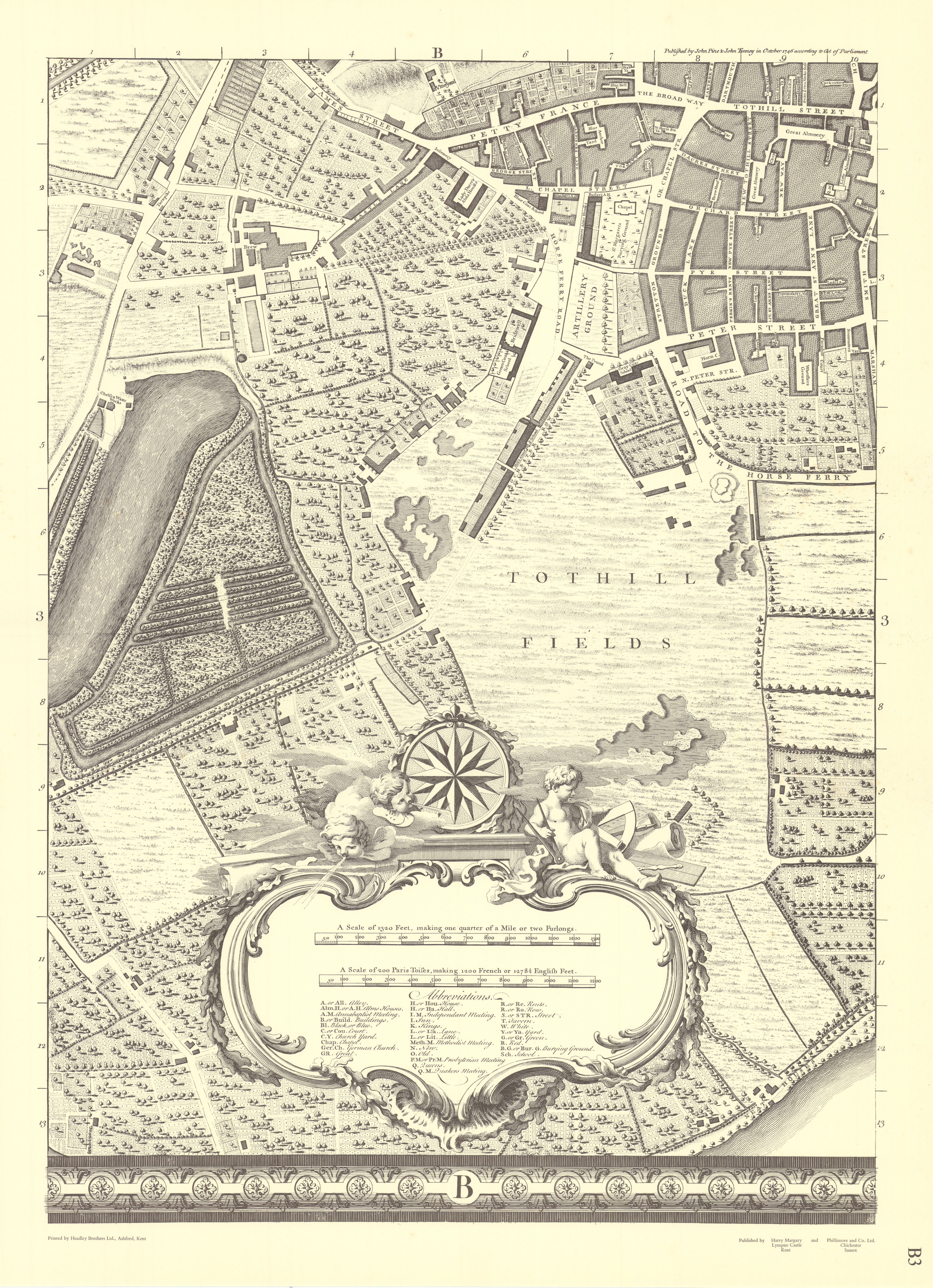 Associate Product Victoria Westminster Pimlico Grosvenor Basin. B3. After ROCQUE 1971 (1746) map