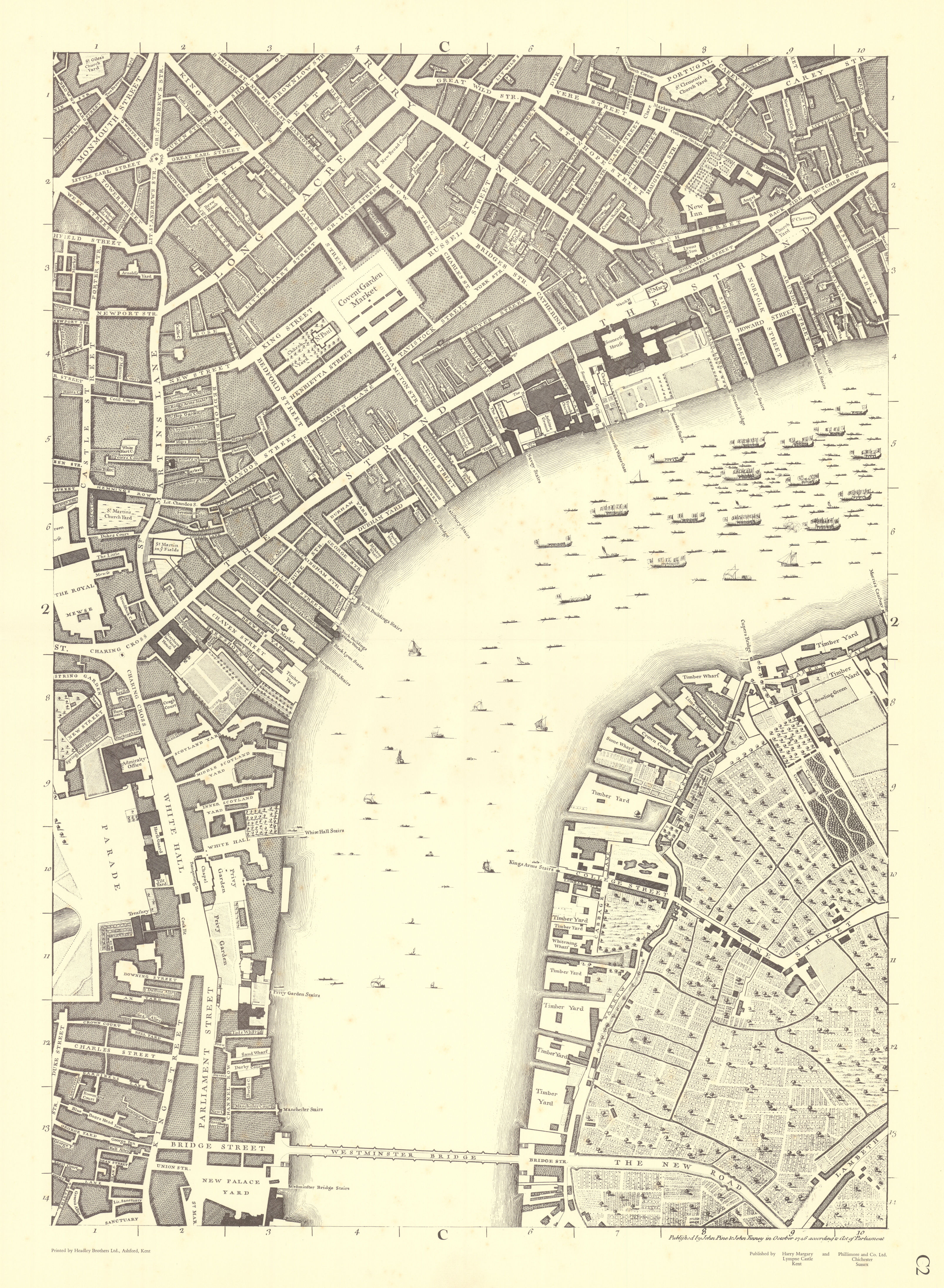 Associate Product Waterloo Westminster South Bank Covent Garden C2. After ROCQUE 1971 (1746) map
