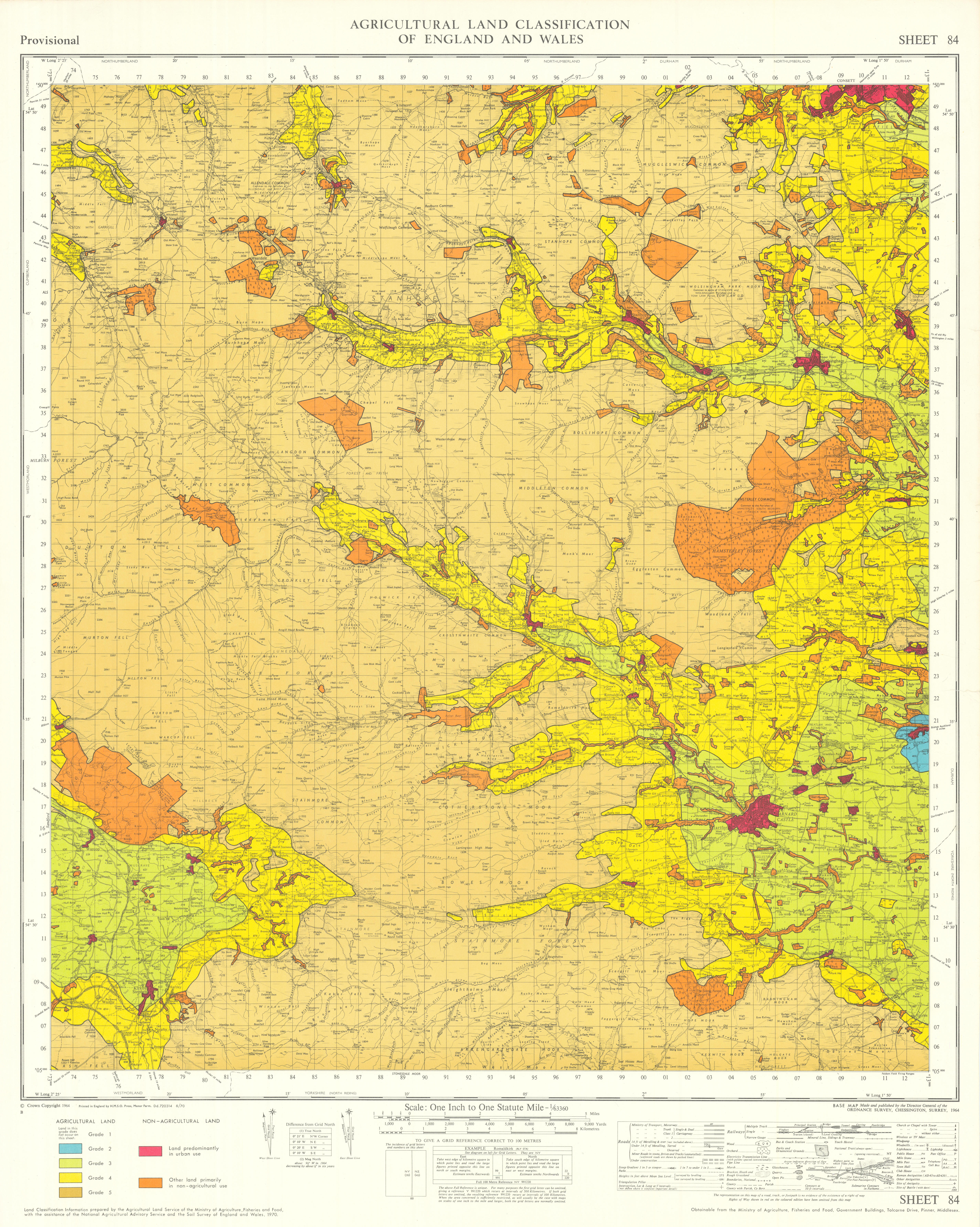 Associate Product Agricultural Land Classification 84 Wear. North Pennines Dales Fringe 1970 map