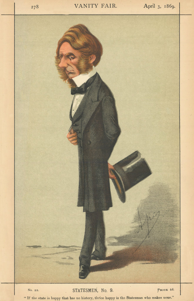 Associate Product VANITY FAIR SPY CARTOON Edward Cardwell 'If the State is happy that has…' 1869