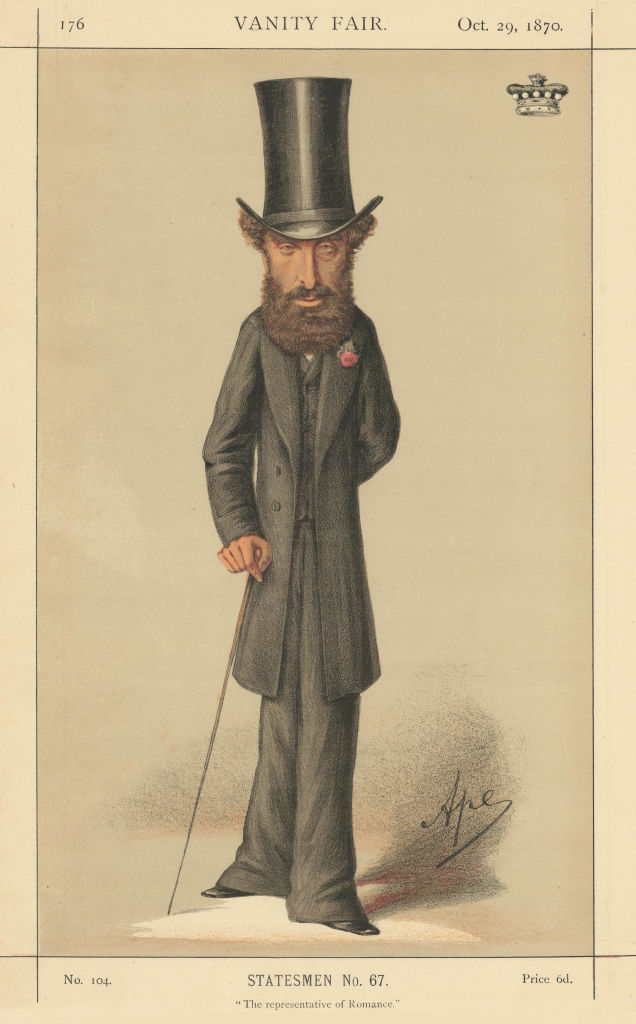 Associate Product VANITY FAIR SPY CARTOON Lord Lytton 'The representative of Romance'. Ape 1870