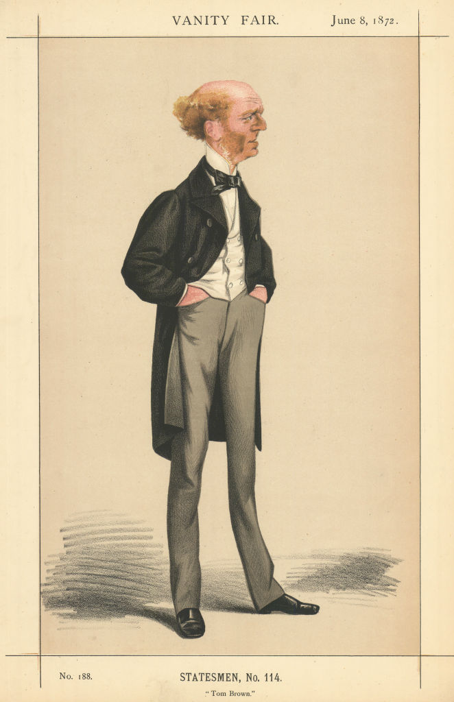 VANITY FAIR SPY CARTOON Thomas Hughes 'Tom Brown' Novelist. By Cecioni 1872