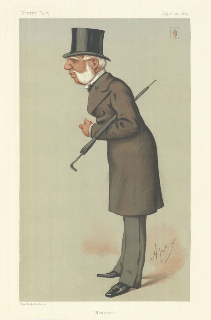VANITY FAIR SPY CARTOON Sir Thomas Bazley 'Manchester'. By Ape 1875 old print