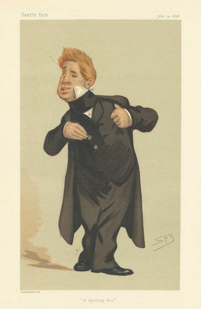 VANITY FAIR SPY CARTOON John Laurence Toole 'A Spelling Bee' Theatre Actor 1876