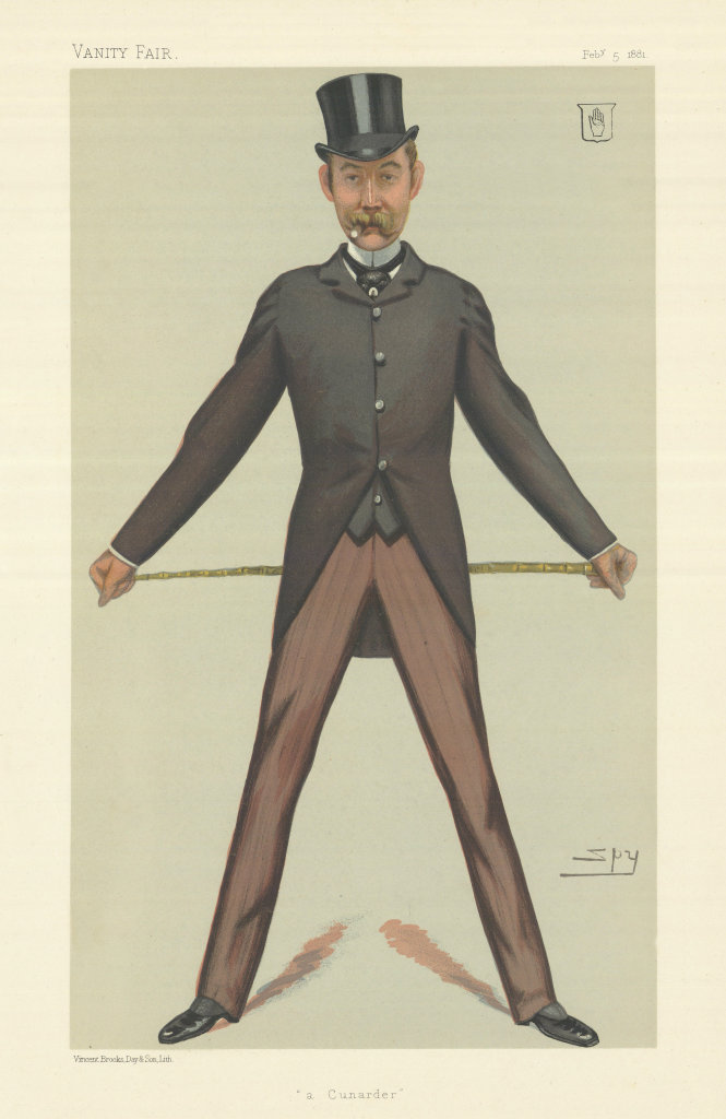 VANITY FAIR SPY CARTOON Sir Bache Edward Cunard 'A Cunarder' Ship 1881 print