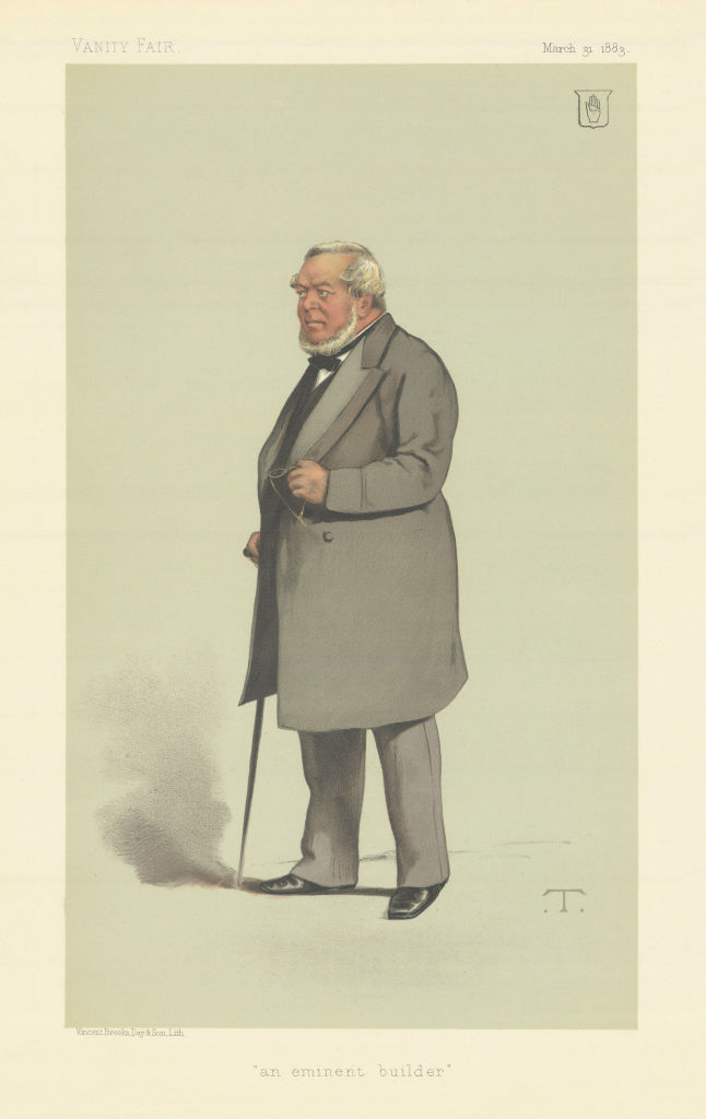 VANITY FAIR SPY CARTOON Charles James Freake 'an eminent builder' Eaton Sq 1883
