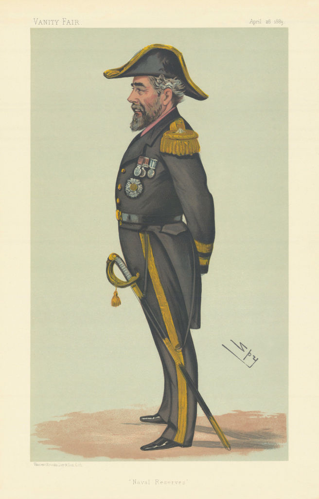 Associate Product VANITY FAIR SPY CARTOON Rear-Admiral Sir Anthony Hoskins 'Naval Reserves' 1883