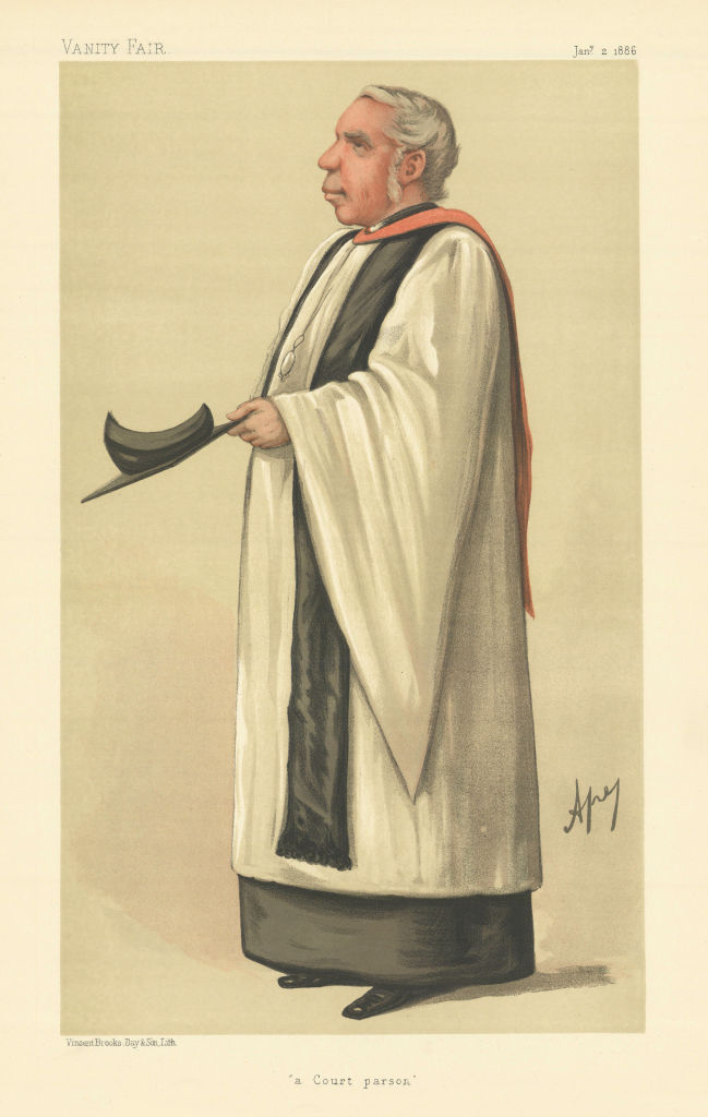 VANITY FAIR SPY CARTOON Rev Canon R Duckworth 'A Court parson' Clergy. Ape 1886