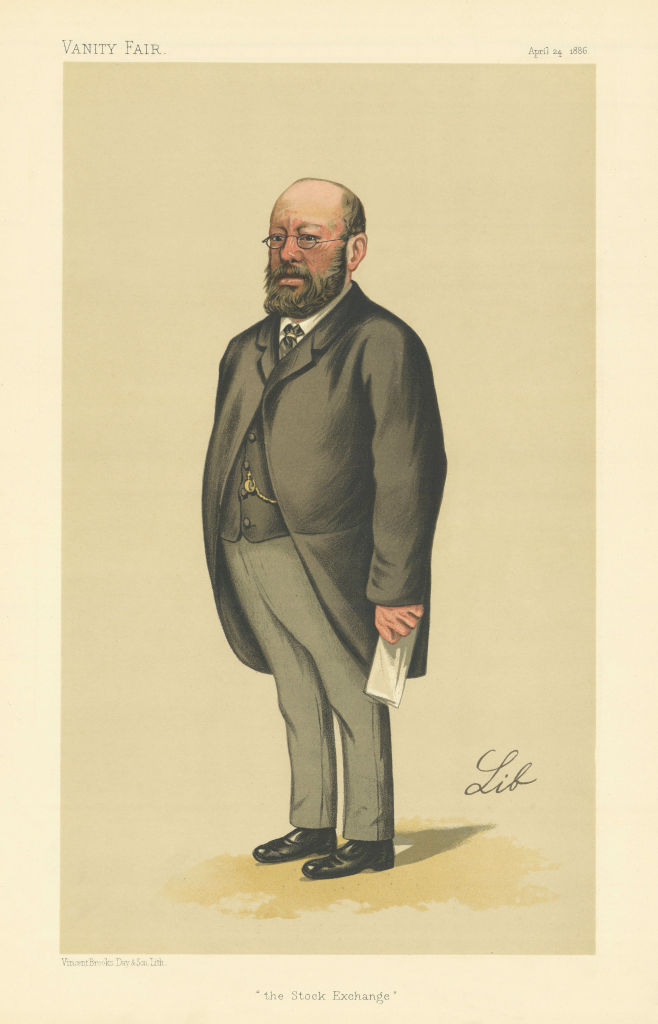 VANITY FAIR SPY CARTOON Lionel Louis Cohen 'The Stock Exchange' Paddington 1886