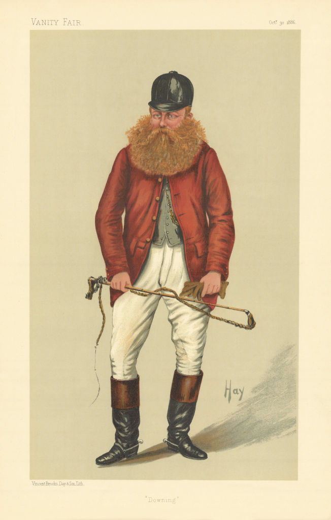VANITY FAIR SPY CARTOON John Perkins 'Downing' Fox hunter. By Hay 1886 print