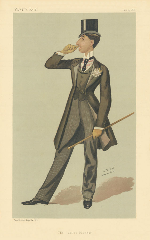 VANITY FAIR SPY CARTOON Henry Ernest Schlesinger Benzon 'Jubilee Plunger' 1887