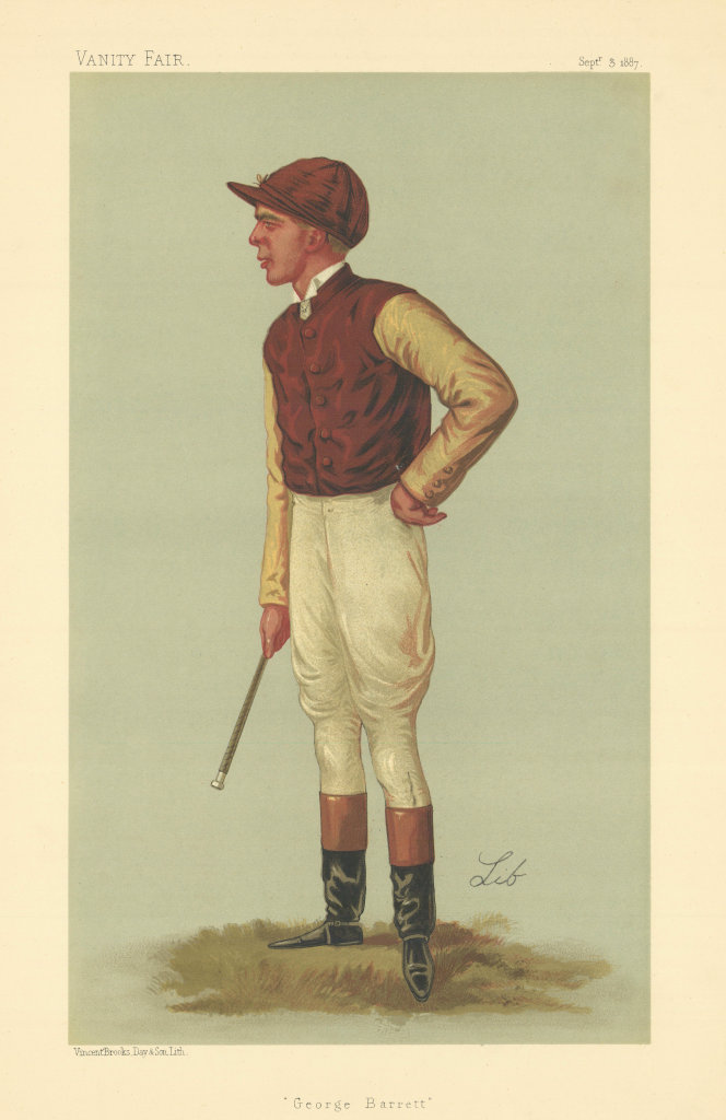 Associate Product VANITY FAIR SPY CARTOON George Barrett 'George Barrett' Jockeys. By Lib 1887