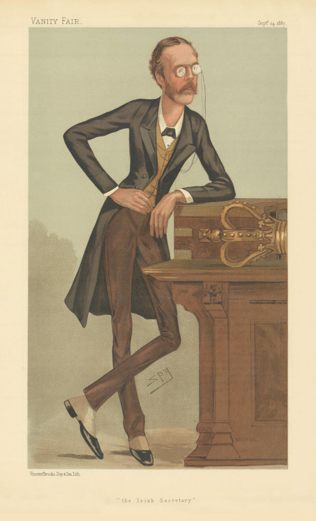 VANITY FAIR SPY CARTOON Arthur Balfour 'the Irish Secretary' Prime Minister 1887