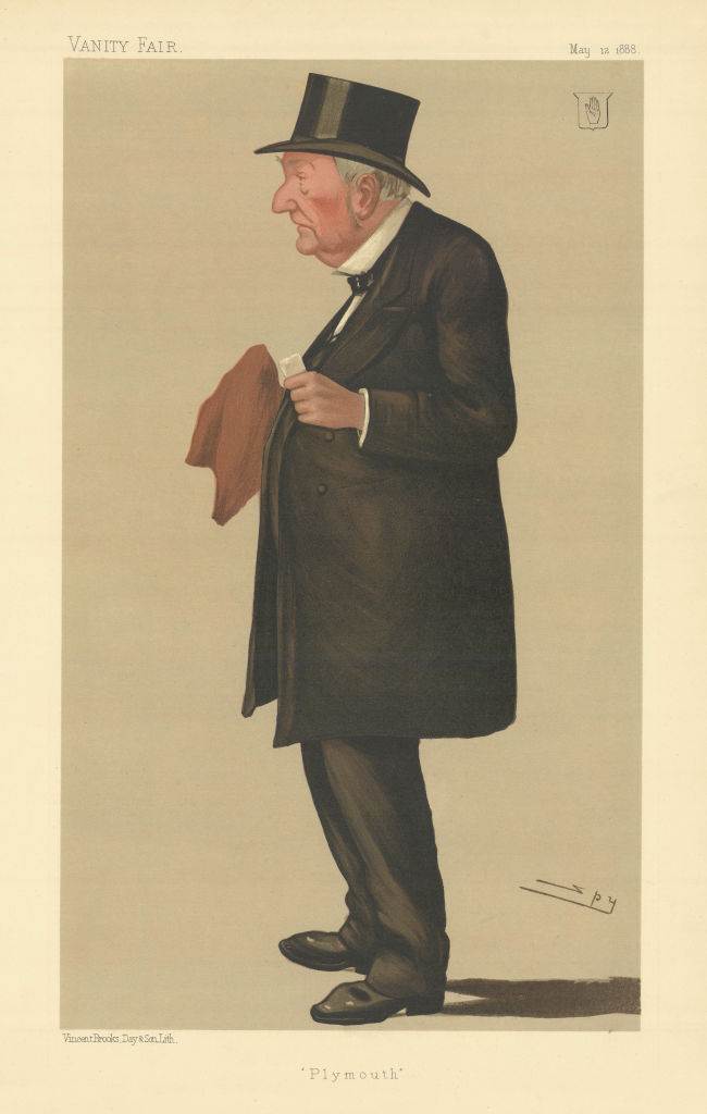 Associate Product VANITY FAIR SPY CARTOON Sir Edward Bates 'Plymouth' MP. Shipping 1888 print