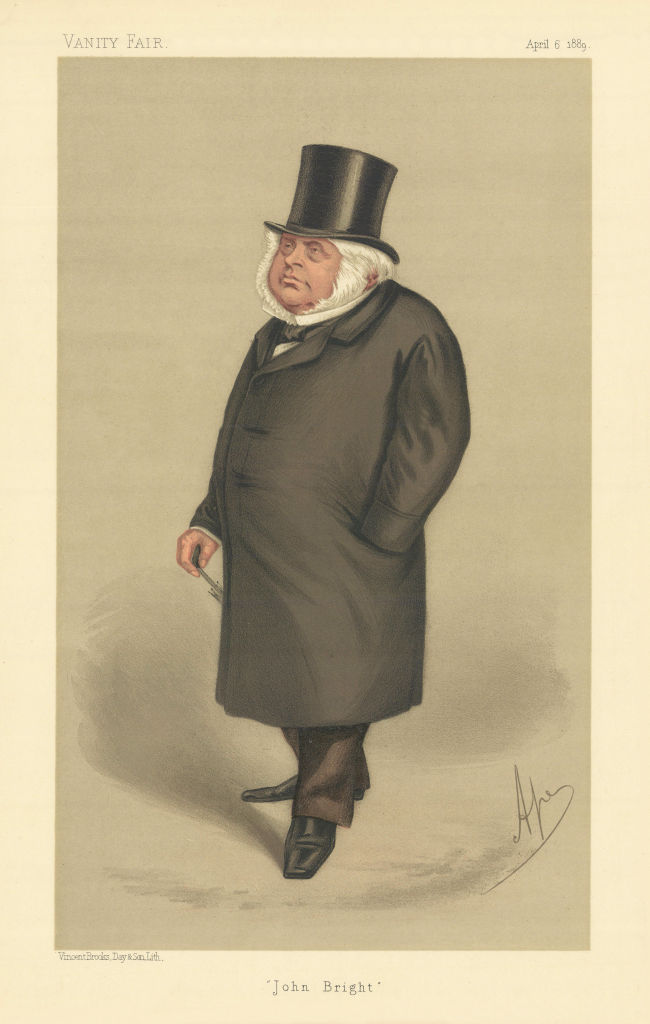 VANITY FAIR SPY CARTOON John Bright. Lancashire. By Ape 1889 old antique print
