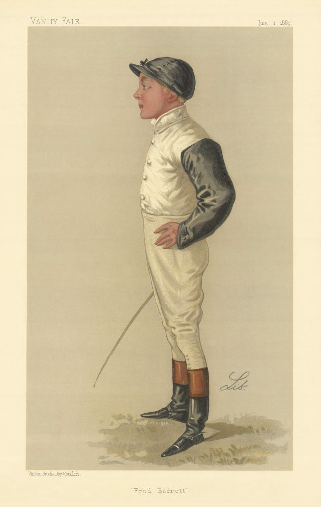 VANITY FAIR SPY CARTOON Fred Barrett. Jockeys. By Lib 1889 old antique print