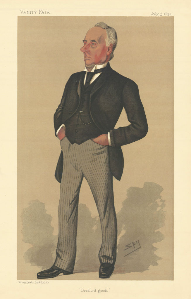 VANITY FAIR SPY CARTOON Sir Henry Mitchell 'Bradford Goods' Textiles 1890