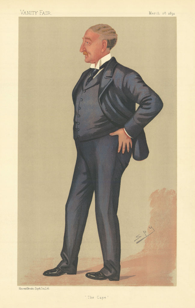VANITY FAIR SPY CARTOON Cecil John Rhodes 'The Cape' South Africa 1891 print