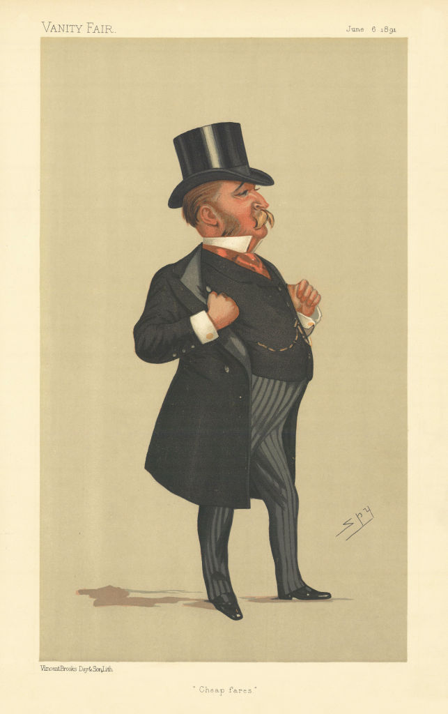 Associate Product VANITY FAIR SPY CARTOON John Blundell Maple 'Cheap fares' Dulwich MP 1891