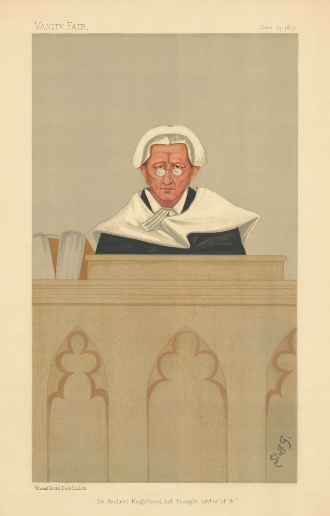 VANITY FAIR SPY CARTOON Justice Wright 'He declined a Knighthood…' Judge 1891