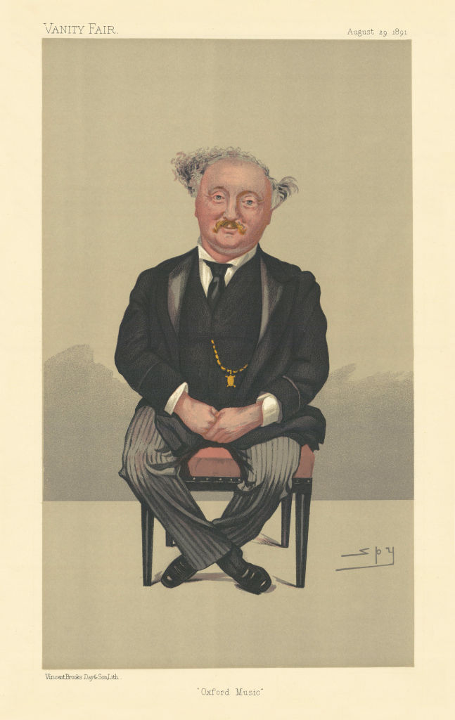 VANITY FAIR SPY CARTOON Sir John Stainer MusDoc 'Oxford Music' 1891 old print