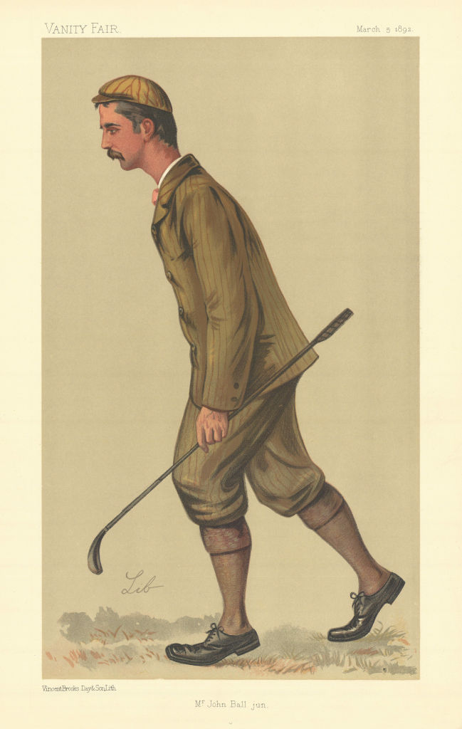 VANITY FAIR SPY CARTOON 'Mr John Ball jun' Golfer. By Lib 1892 old print