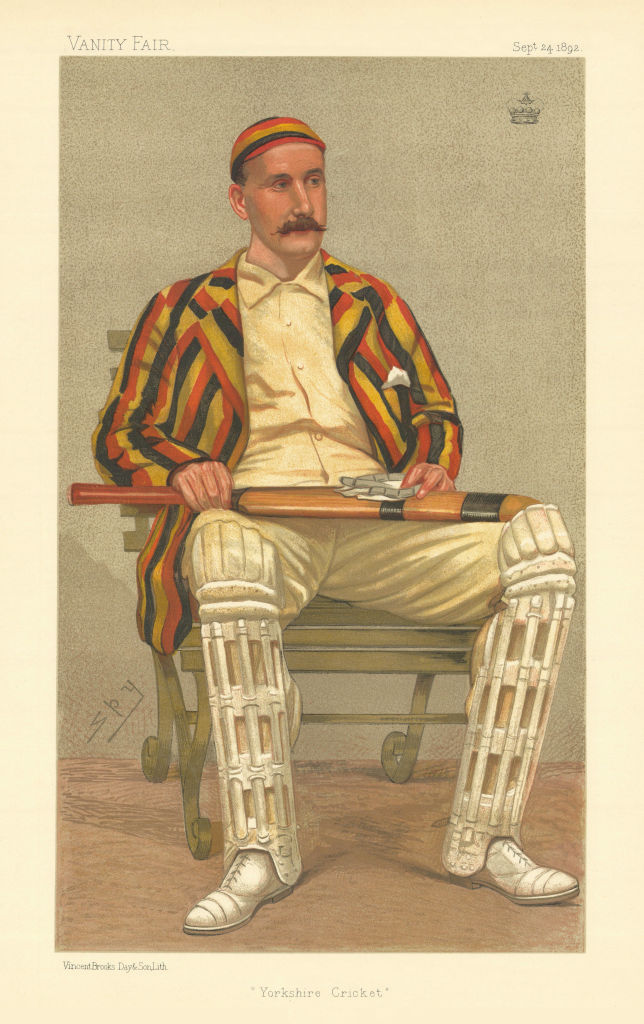 VANITY FAIR SPY CARTOON Lord Hawke 'Yorkshire Cricket' 1892 old antique print