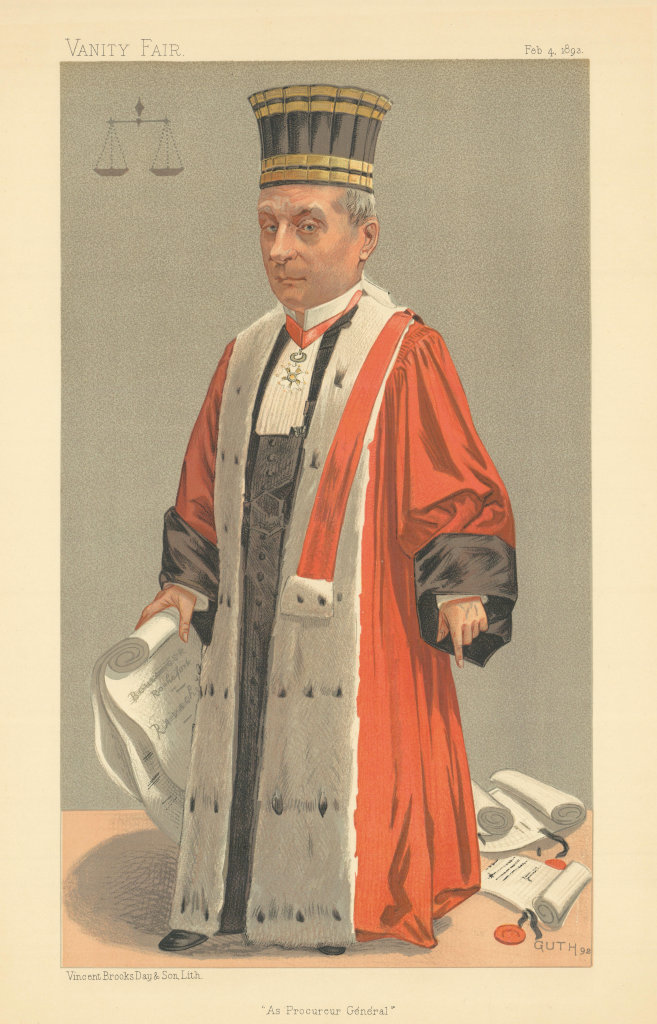 VANITY FAIR SPY CARTOON M Quesnay de Beaurepaire 'As Procureur Général' Law 1893