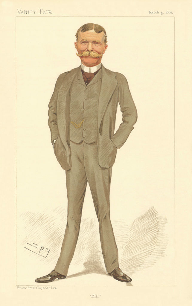 VANITY FAIR SPY CARTOON Col William Carington 'Bill' Bucks 1893 old print