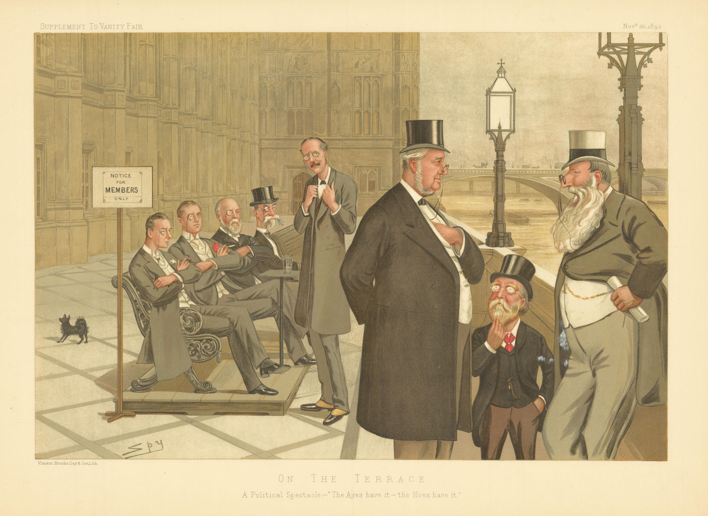 VANITY FAIR SPY CARTOON FOLIO On the Terrace. 'The Ayes have it; the Noes…' 1893