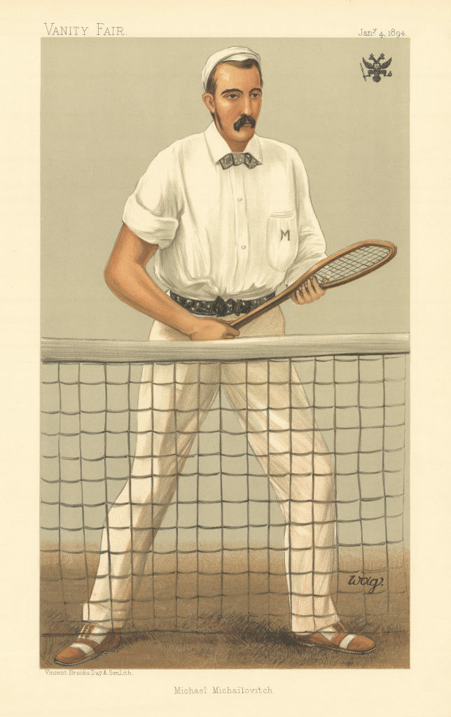 VANITY FAIR SPY CARTOON Grand Duke Michael Michailovitch of Russia. Tennis 1894