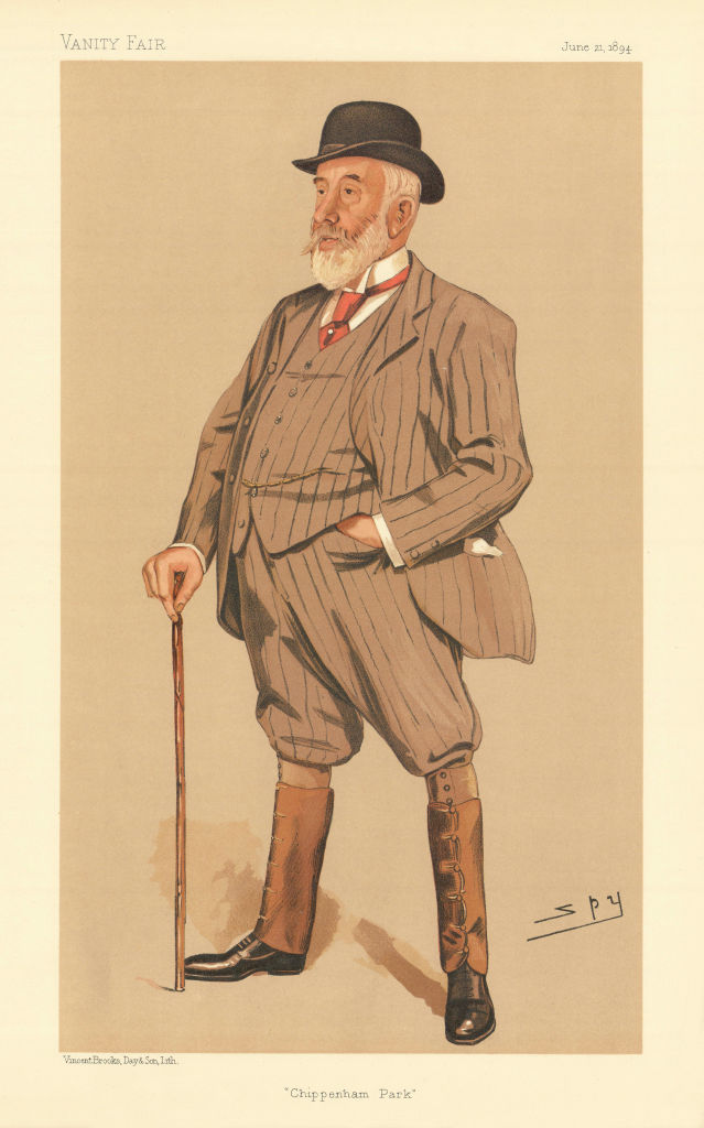 VANITY FAIR SPY CARTOON William Montagu Tharp 'Chippenham Park' 1894 old print