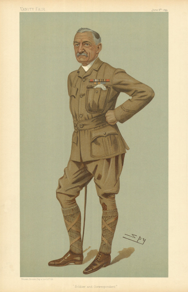 Associate Product VANITY FAIR SPY CARTOON Francis "Frank" Rhodes 'Soldier & Correspondent' 1899