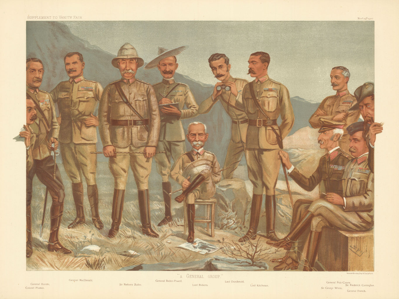 Associate Product VANITY FAIR SPY CARTOON FOLIO Lord Roberts & commanders. 'A General Group' 1900