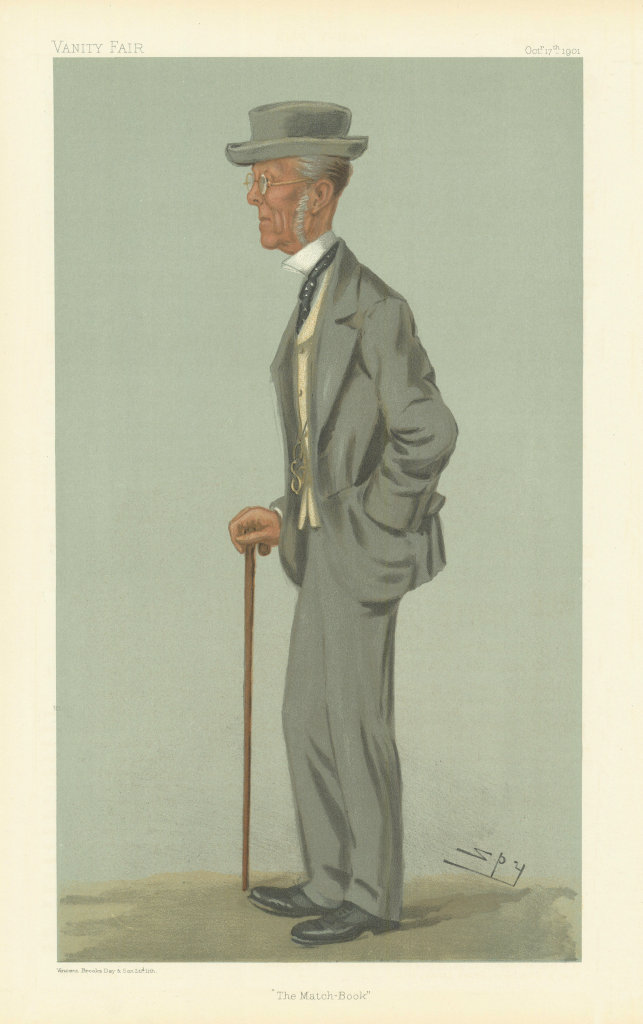 VANITY FAIR SPY CARTOON Edward Weatherby 'The Match-Book'. Horse racing 1901