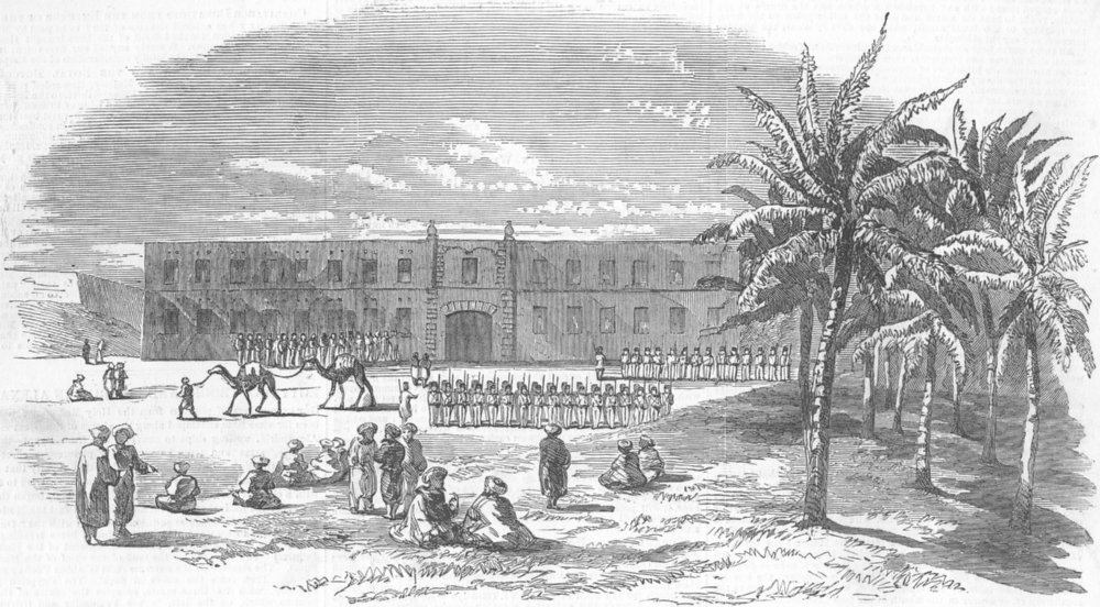 Associate Product ALEXANDRIA. Egyptian Troops in the Great Square. Egypt, antique print, 1853