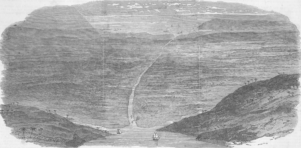 Associate Product PANAMA. Planned Savannah River/Atlantic canal, antique print, 1853