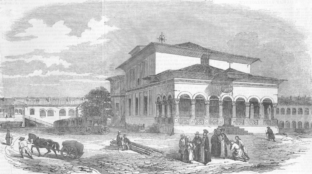 BUCHAREST. Church of St. George. Romania, antique print, 1853